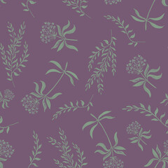 seamless pattern with watercolor branches and leaves, spring flowers