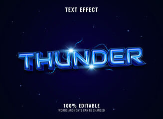 blue 3d glow thunder lightning text effect