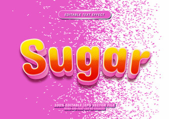 Sugar text effect. 3d cartoon with freckles background effect