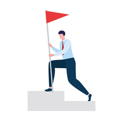 businessman with red flag