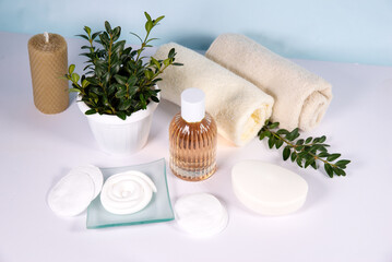 wash set. Skin care products. Hygiene concept.