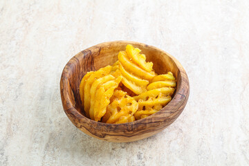 Fried potato slice in the bowl