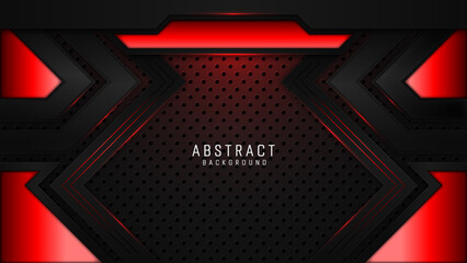 Modern black and red abstract geometric shapes background design template, gaming background template design	