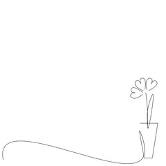 Heart love plant line drawing vector illustration