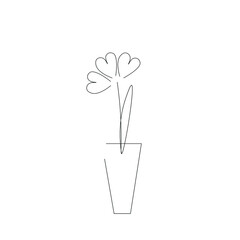 Heart love plant line drawing vector illustration
