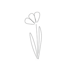 Flower silhouette line drawing vector illustration