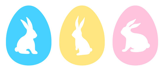 Set Easter eggs bunny silhouette vector illustration