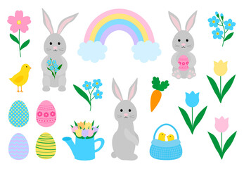 Set Easter Bunny vector illustration