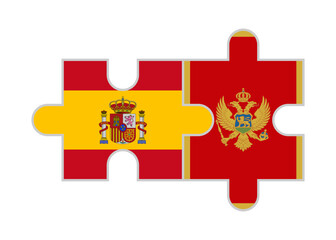 puzzle pieces of spain and montenegro flags. vector illustration isolated on white background