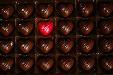 Chocolate rows in the shape of heart