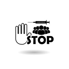 Stop vaccination icon with shadow