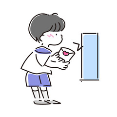 告白する学生の男の子