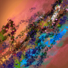 Abstract hand-painted space surface Smudges blots spots stains splashes strokes splats Bright saturated colors