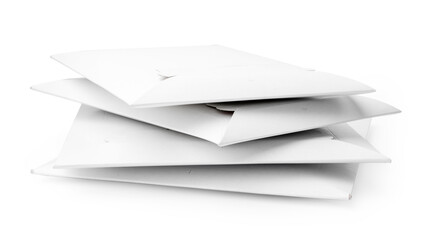 Stack of envelopes on white background