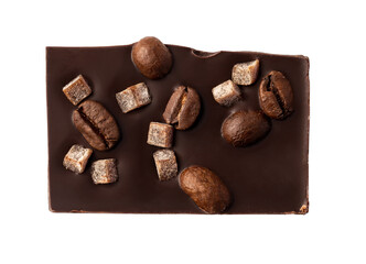 Сhocolate pieces filled with candied fruit isolated on white