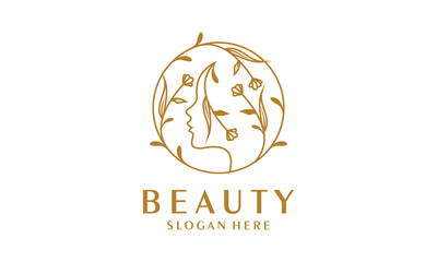 logo and branding design templates in trendy linear minimal style, emblem for beauty studio and cosmetics - female portrait, beautiful woman's face - badge for make up artist, fashion