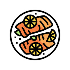 cooked lemon salmon color icon vector. cooked lemon salmon sign. isolated symbol illustration