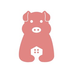 pig house home logo vector icon illustration