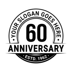 60 years anniversary logo design template. Vector illustration.