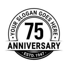 75 years anniversary logo design template. Vector illustration.