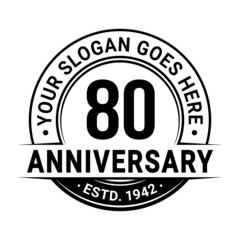 80 years anniversary logo design template. Vector illustration.