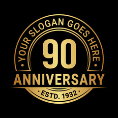 Fototapeta premium 90 years anniversary logo design template. Vector illustration.