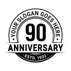 90 years anniversary logo design template. Vector illustration.