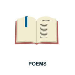 Poems flat icon. Colored element sign from books collection. Flat Poems icon sign for web design, infographics and more.