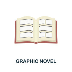 Graphic Novel flat icon. Colored element sign from books collection. Flat Graphic Novel icon sign for web design, infographics and more.