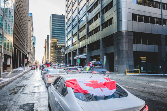 Stuck Vehicule in Ottawa Convoy for Freedom 2022 Protesting in the Streets