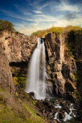 Fototapeta na wymiar Waterfall in long time exposure on island