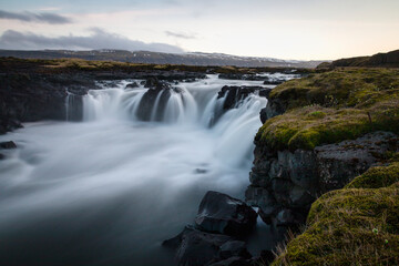 Waterfall in long time exposure on island