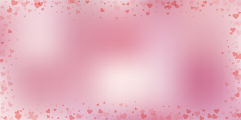 Red heart love confettis. Valentine's day frame ne