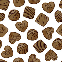 Vector seamless pattern with milk chocolate candies.