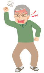 激怒する高齢者男性