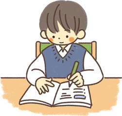 勉強する男の子