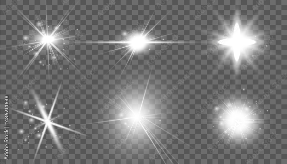 Wall mural white glowing light explodes on a transparent background. sparkling magical dust particles. bright s