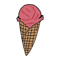 Strawberry ice cream on white background. Vector image.