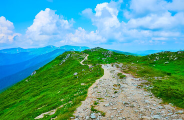 hike the rocky path, Mount Pip Ivan, Chornohora Mountain Range, Carpathians, Ukraine