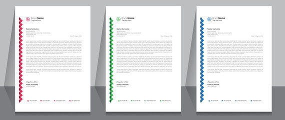 Letterhead format template, business style letterhead design template. Company letterhead template designs. A4 size template