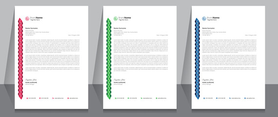 Letterhead format template, business style letterhead design template. Company letterhead template designs. A4 size template