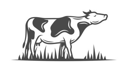 Farm cow isolated on white background. Vector illustration