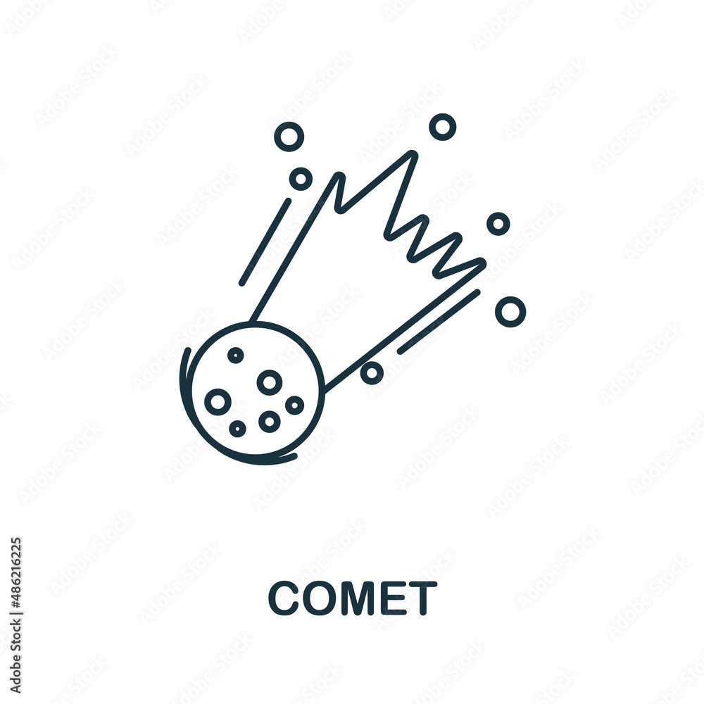Aufkleber comet icon. line element from space collection. linear comet icon sign for web design, infographics 