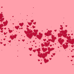 Red heart love confettis. Valentine's day falling