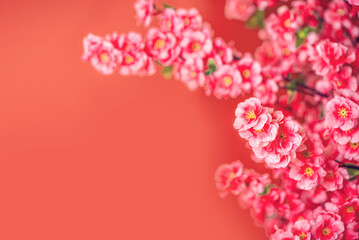 Spring Festival flowers poster background material