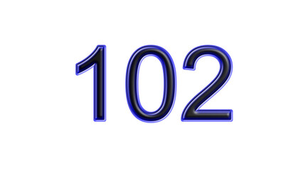 blue 102 number 3d effect white background
