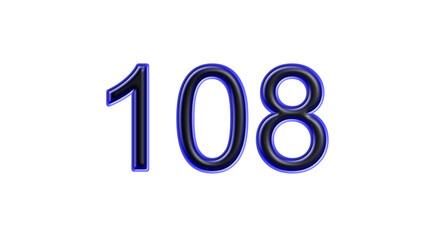 blue 108 number 3d effect white background
