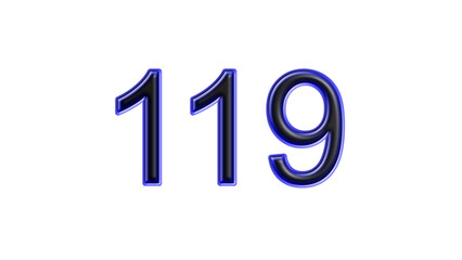 blue 119 number 3d effect white background