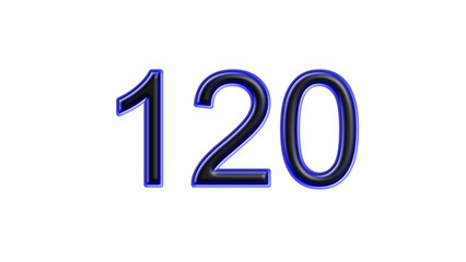 blue 120 number 3d effect white background