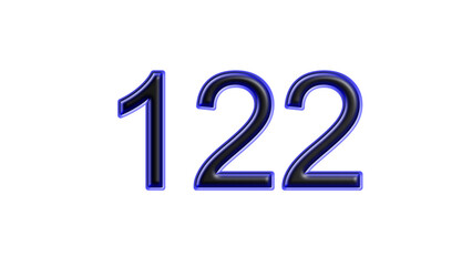 blue 122 number 3d effect white background